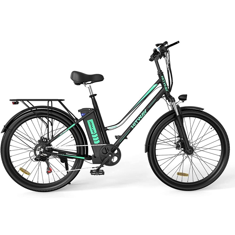 HITWAY 26” Vélo électrique,Vélo à assistance Shimano 7 Vitesses,E-Bike avec  Batterie au Lithium Amovible 36V 11,2AH Ebike Noir - CARON SPORT